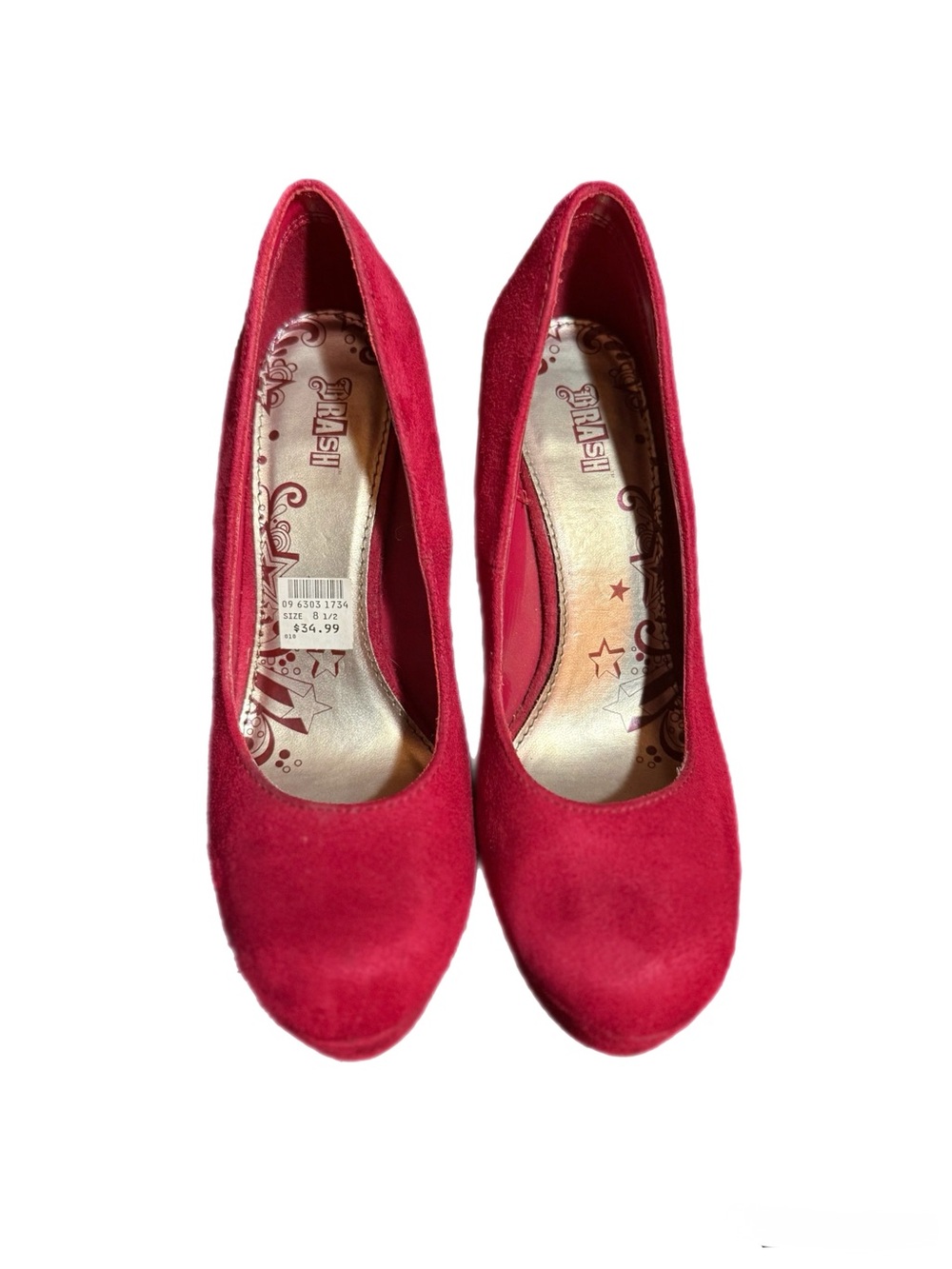 Brash Red Suede Platform Pumps